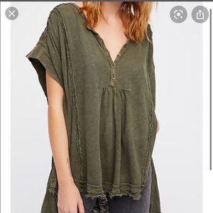 Free People aster Henley top in army green